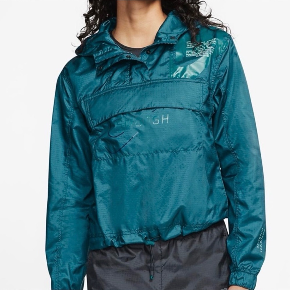 Nike Hooded Windbreaker in Turquoise Size Small Utility Jacket